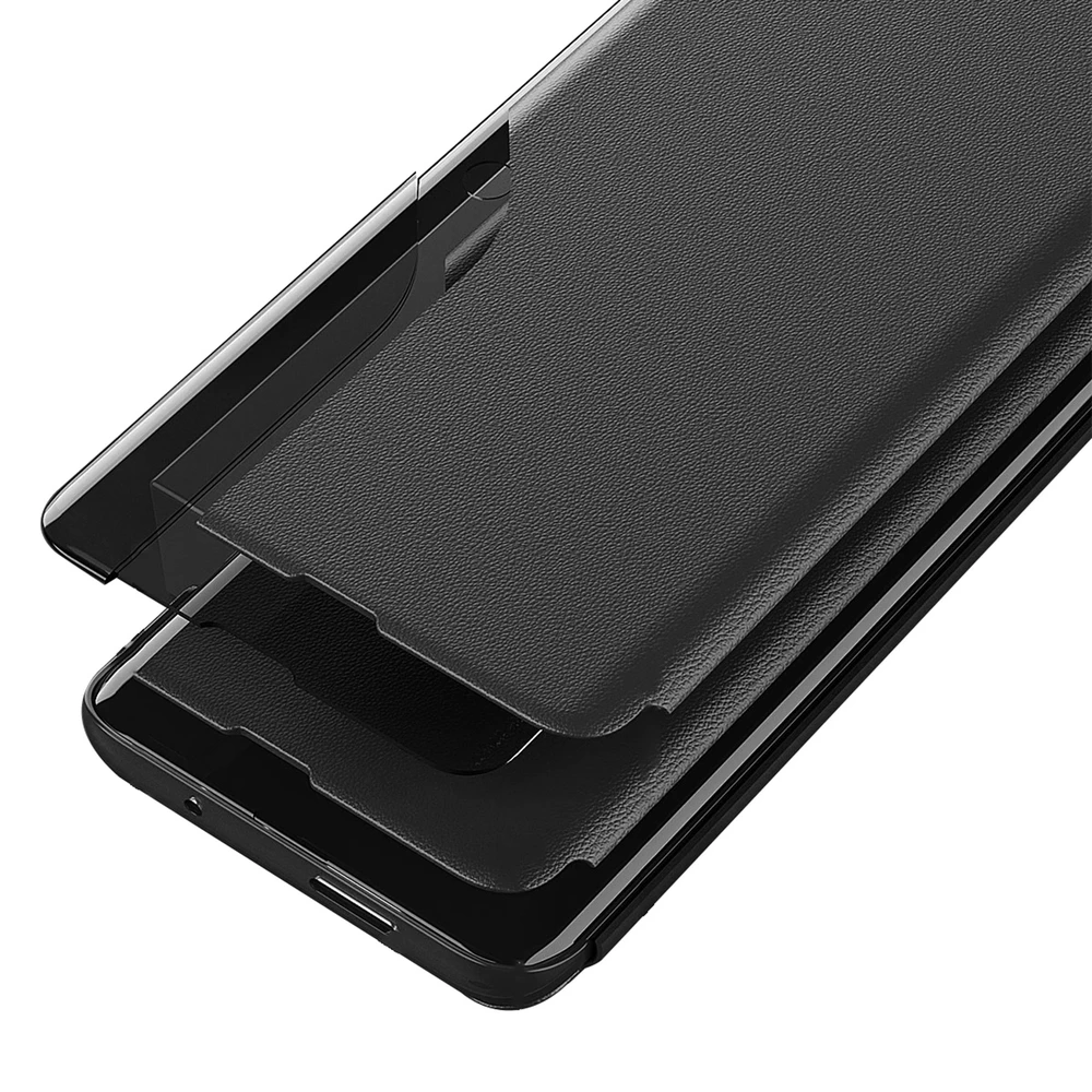 Hurtel Eco Leather View dėklas elegant dėklas su flap and stand skirtas Apple iPhone 16e – juodos spalvos