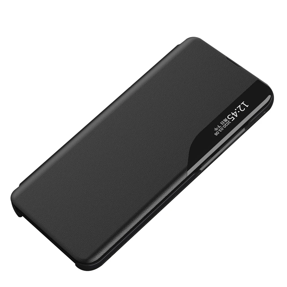 Hurtel Eco Leather View dėklas elegant dėklas su flap and stand skirtas Apple iPhone 16e – juodos spalvos