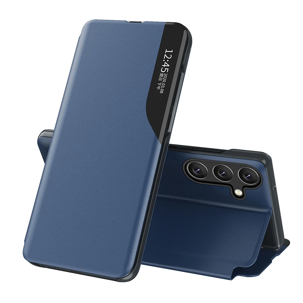 Hurtel Eco Leather View Case elegant su piniginės ir stovelio funkcionalumu Samsung Galaxy A26 – dėklas telefonui mėlynos spalvos