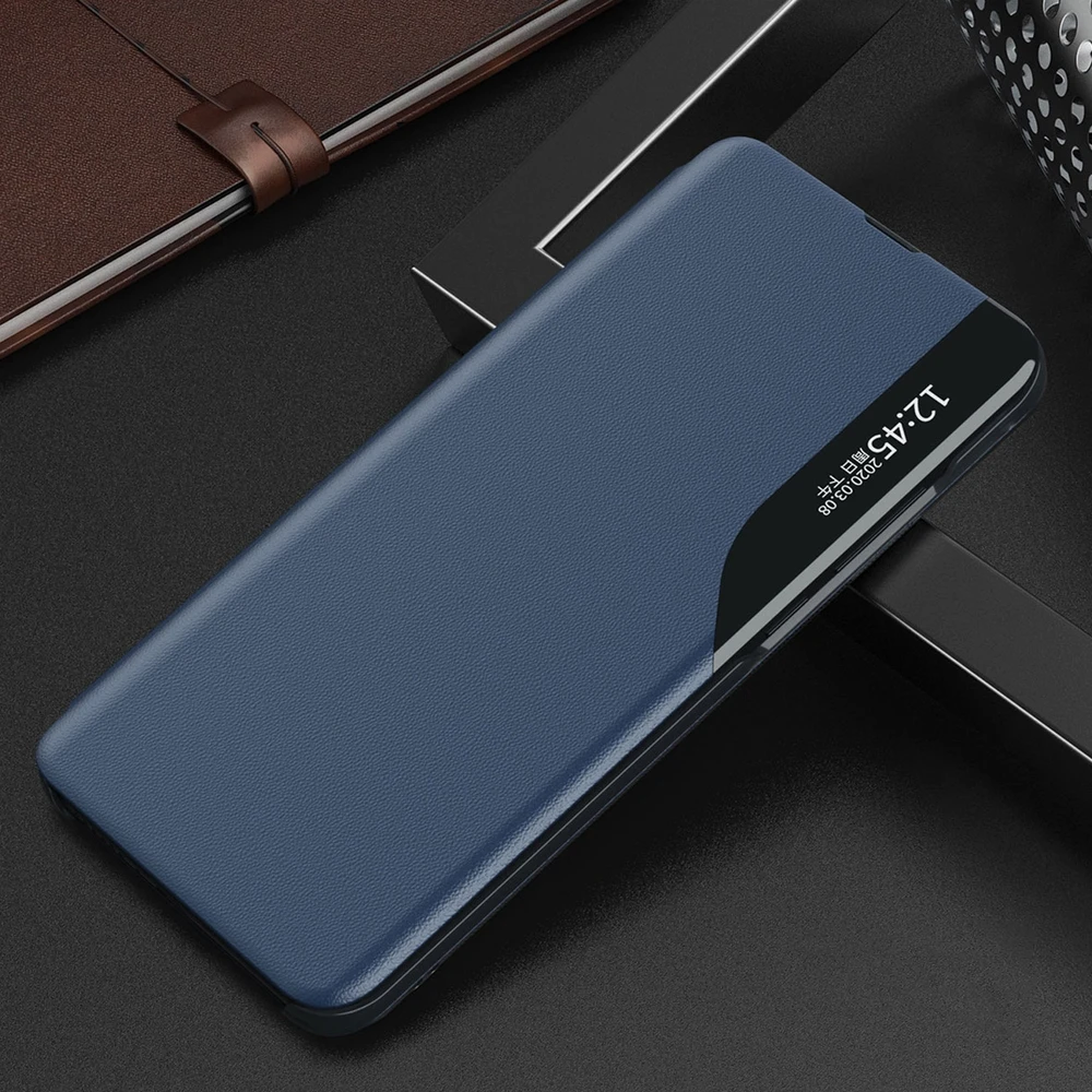 Hurtel Eco Leather View Xiaomi Redmi Note 12 Pro+ atverčiamas su stoveliu dėklas telefonui juodos spalvos