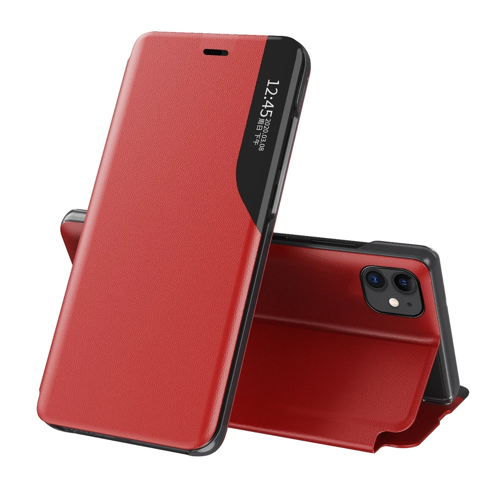 Hurtel Eco Leather View dėklas skirtas iPhone 13 Pro Max, raudonas