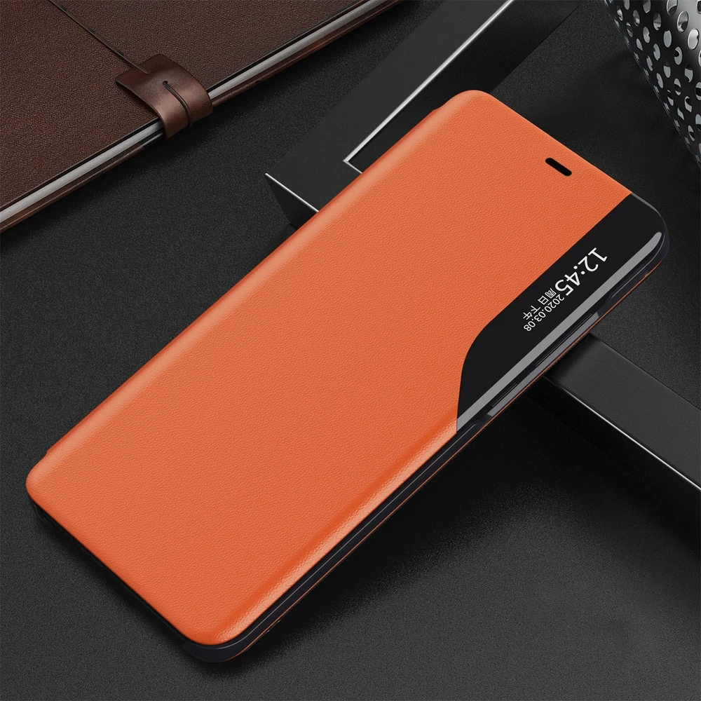 Hurtel Eco Leather View dėklas skirtas iPhone 13 Pro Max, oranžinis