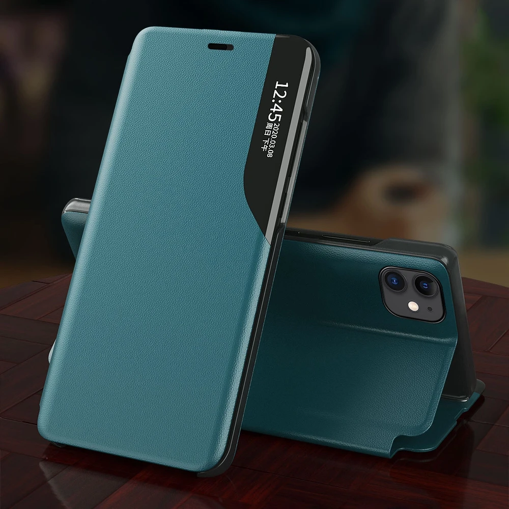 Hurtel Eco Leather View dėklas skirtas iPhone 13 Pro Max, juodas