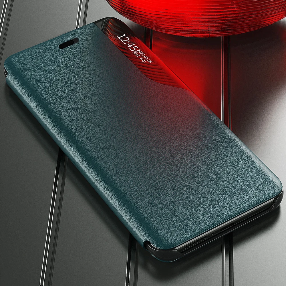 Hurtel Eco Leather View dėklas skirtas iPhone 13 mini, raudonas