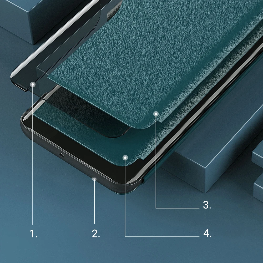Hurtel Eco Leather View dėklas skirtas iPhone 13 Pro Max, žalias