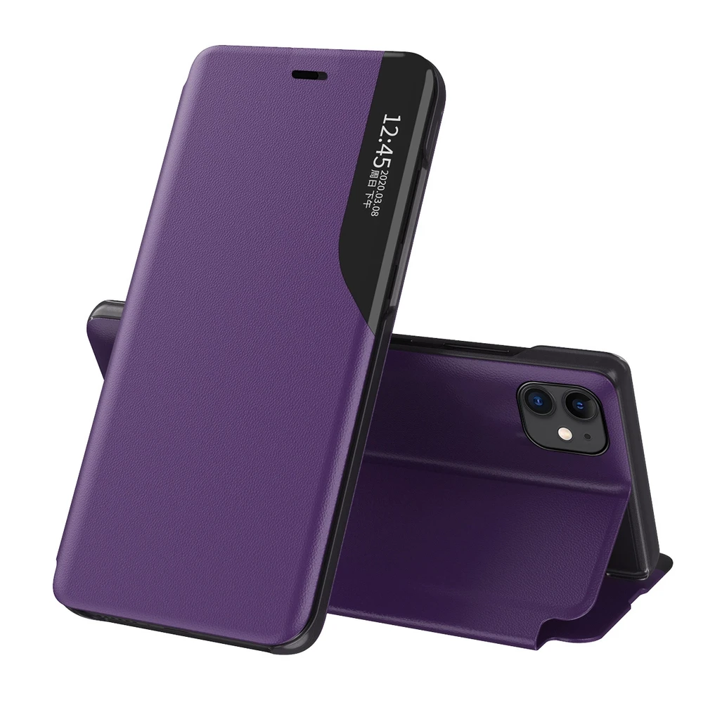 Hurtel Eco Leather View dėklas skirtas iPhone 13 Pro Max, violetinis