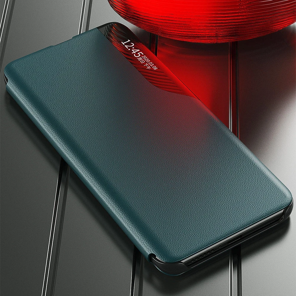 Hurtel Eco Leather View dėklas skirtas Samsung Galaxy A22 4G, raudonas