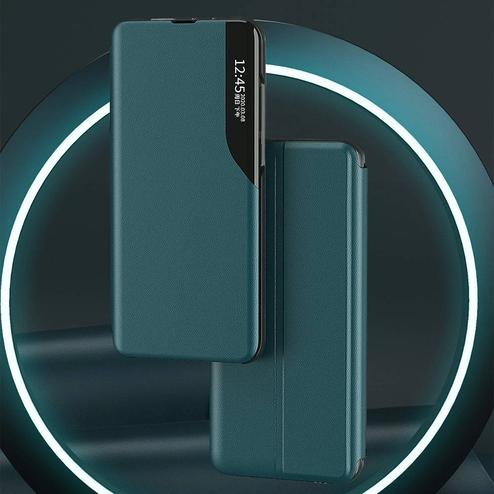 Hurtel Eco Leather View dėklas skirtas Samsung Galaxy A22 4G, mėlynas