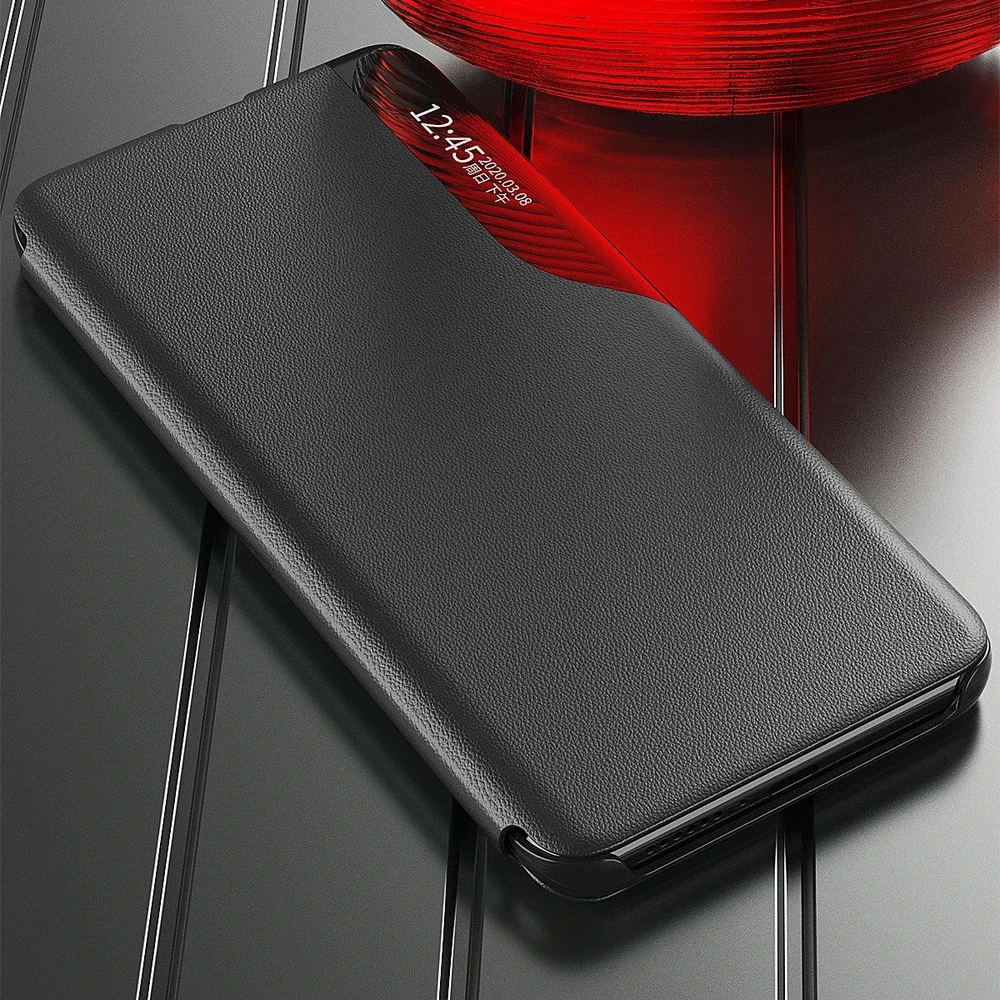 Hurtel Eco Leather View dėklas skirtas Samsung Galaxy A73, raudonas