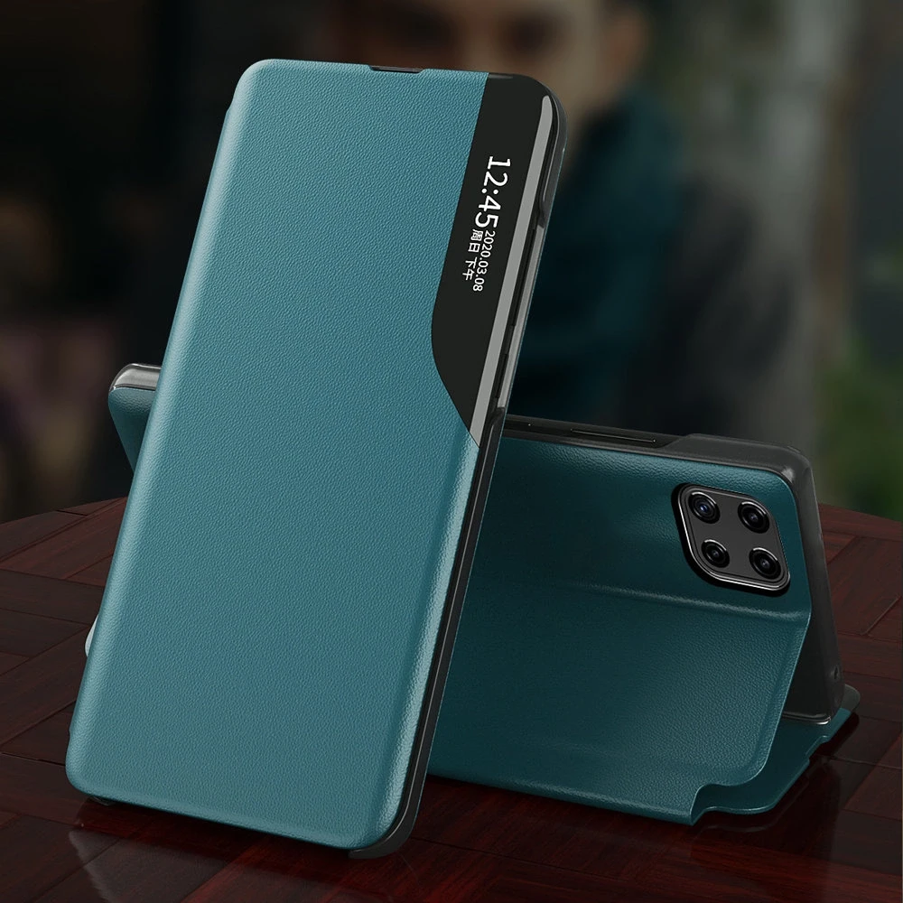Hurtel Eco Leather View dėklas skirtas Samsung Galaxy A22 4G, mėlynas