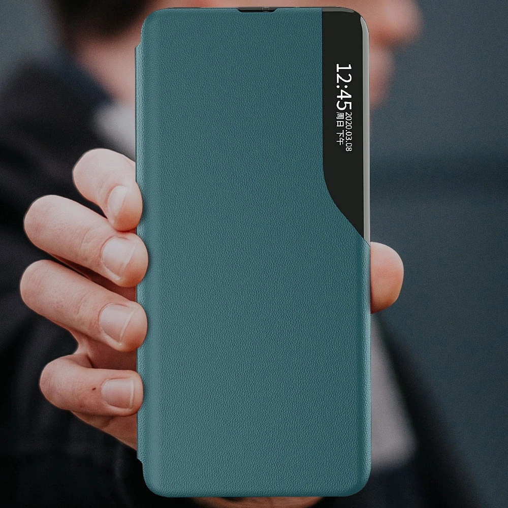 Hurtel Eco Leather View dėklas skirtas Samsung Galaxy A22 4G, oranžinis