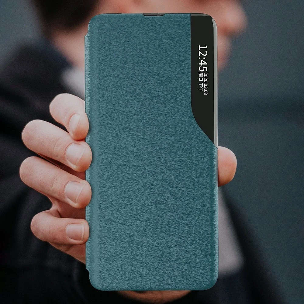 Hurtel Eco Leather View dėklas skirtas Xiaomi Redmi K40 Pro+ / K40 Pro / K40 / Poco F3, raudonas