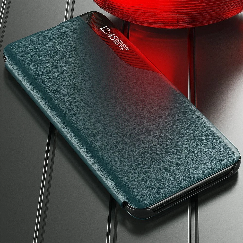Hurtel Eco Leather View dėklas skirtas Xiaomi Redmi K40 Pro+ / K40 Pro / K40 / Poco F3, raudonas