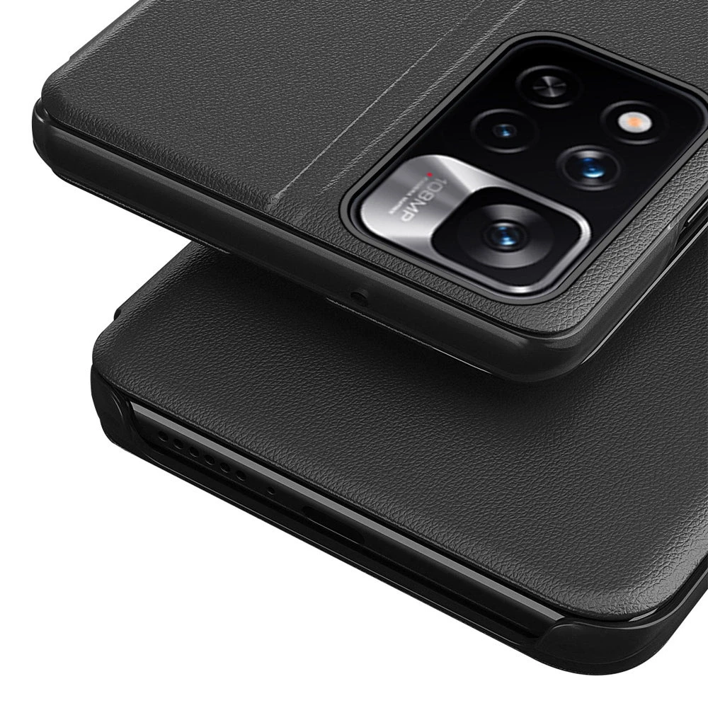 Hurtel Eco Leather View dėklas skirtas Xiaomi Redmi Note 11 Pro+ 5G (China) / 11 Pro 5G (China) / Mi11i HyperCharge / Poco X4 NFC 5G, raudonas