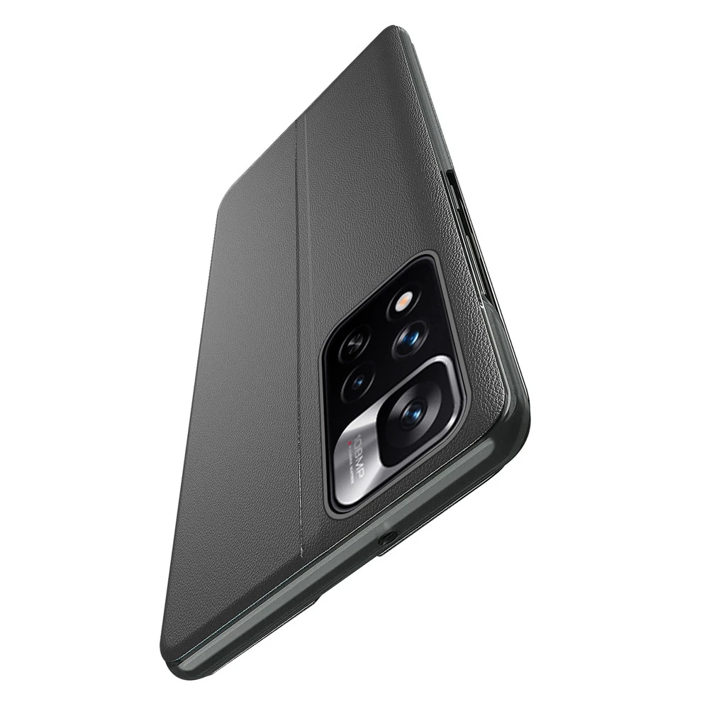 Hurtel Eco Leather View dėklas skirtas Xiaomi Redmi Note 11 Pro+ 5G (China) / 11 Pro 5G (China) / Mi11i HyperCharge / Poco X4 NFC 5G, raudonas