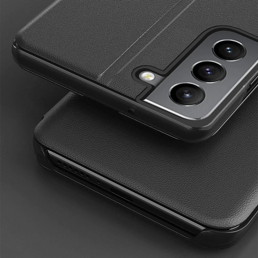 Hurtel Eco Leather View dėklas skirtas Samsung Galaxy S22 + (S22 Plus), mėlynas