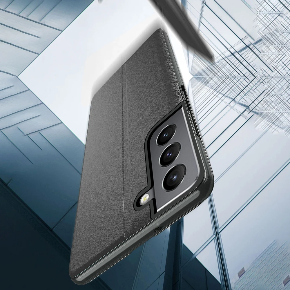 Hurtel Eco Leather View dėklas skirtas Samsung Galaxy S22 + (S22 Plus), mėlynas