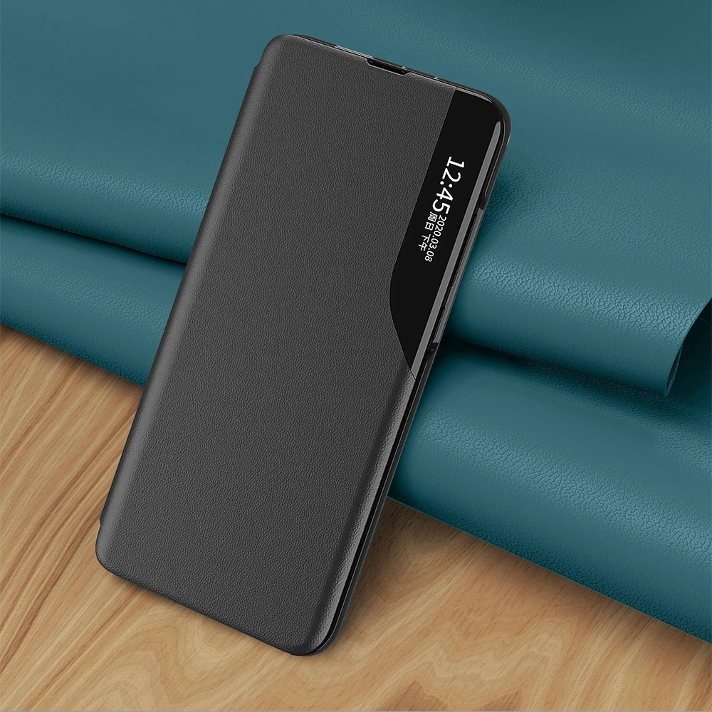 Hurtel Eco Leather View dėklas skirtas Samsung Galaxy S22 + (S22 Plus), mėlynas