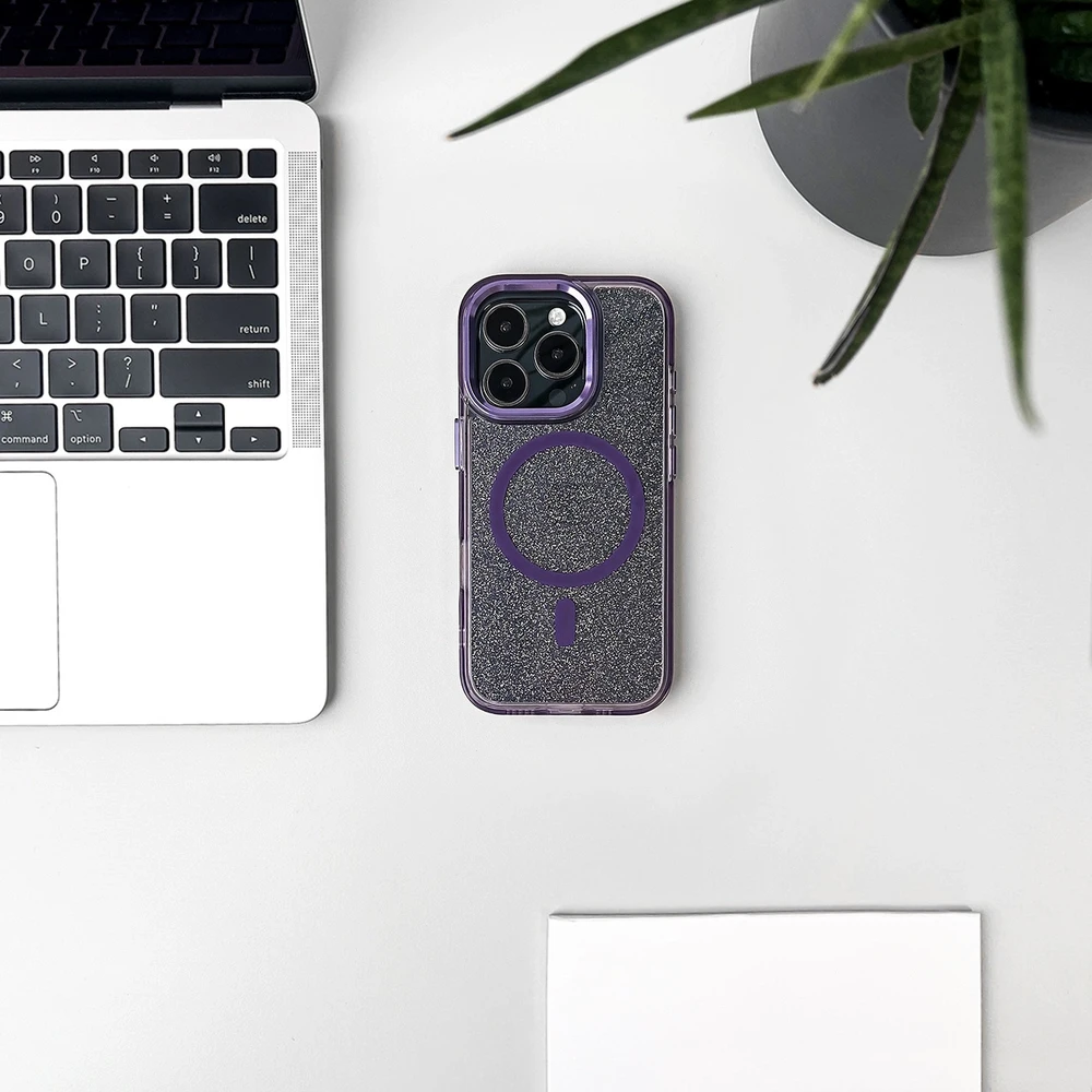 Hurtel Glitter MagSafe Apple iPhone 16 Pro Max – dėklas telefonui violetinės spalvos