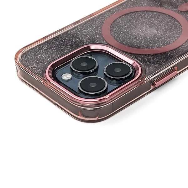 Hurtel Glitter dėklas su MagSafe skirtas Samsung Galaxy A36 5G – rožinės spalvos