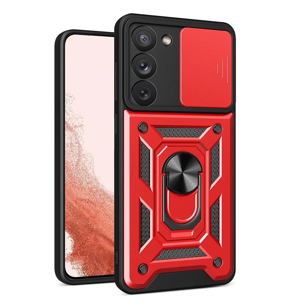 Hurtel Hybrid Armor Camshield dėklas skirtas Samsung Galaxy S23+, raudonas
