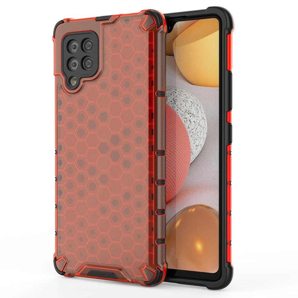 Hurtel Honeycomb dėklas skirtas Samsung Galaxy A42 5G, raudonas