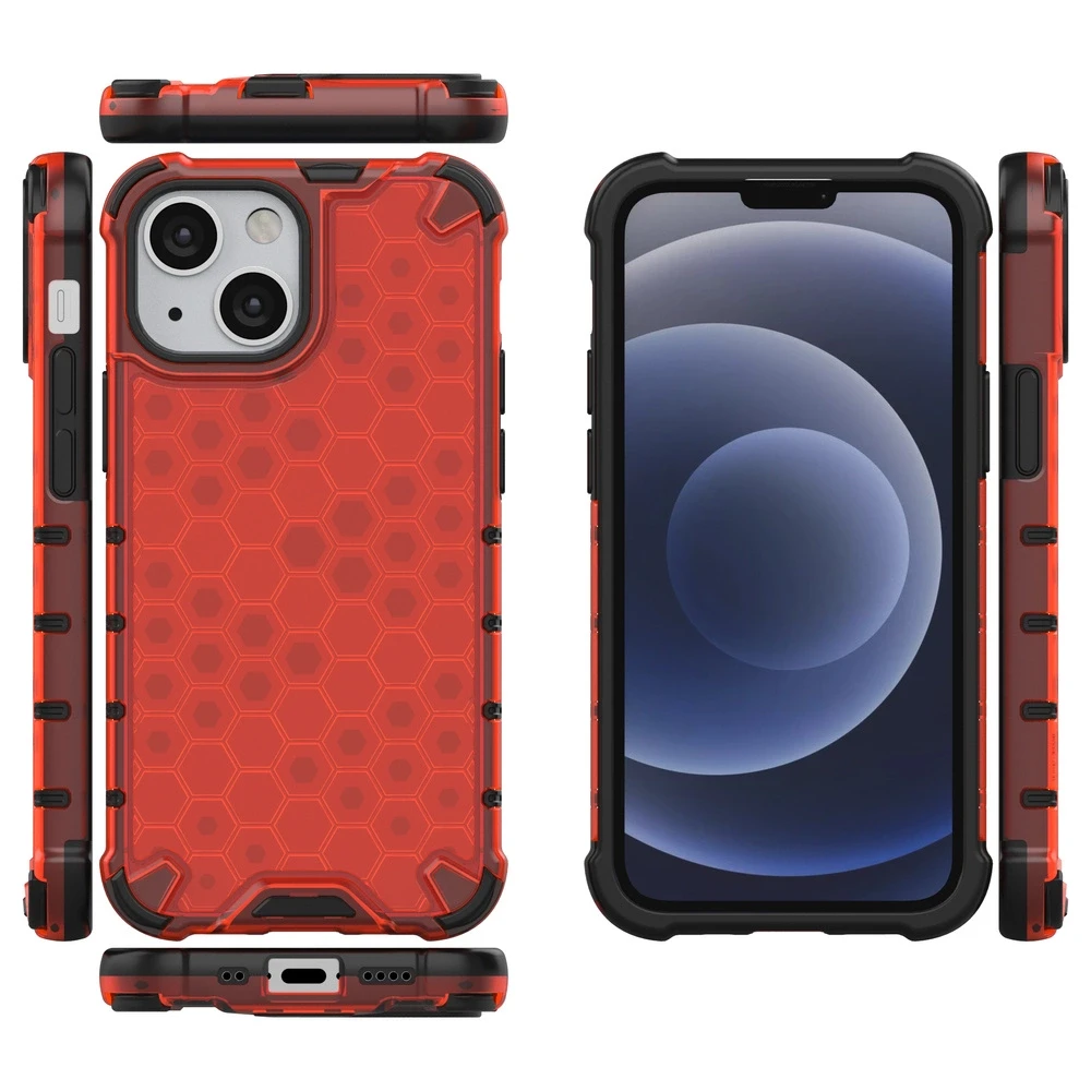 Hurtel Honeycomb dėklas skirtas iPhone 13 mini, raudonas