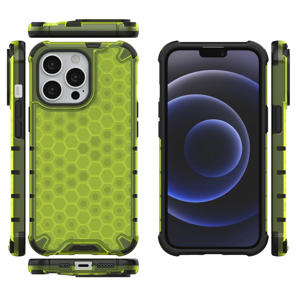 Hurtel Honeycomb dėklas skirtas iPhone 13 Pro, žalias