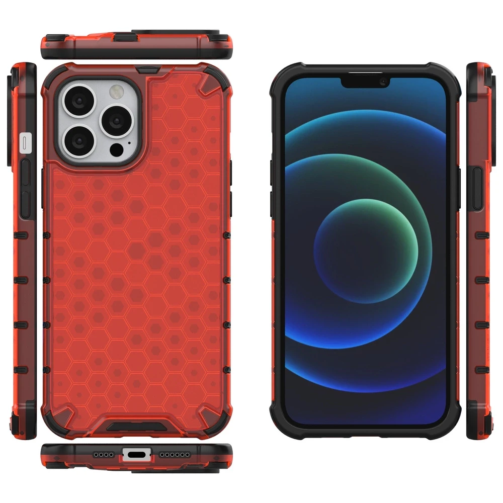 Hurtel Honeycomb dėklas skirtas iPhone 13 Pro Max, raudonas