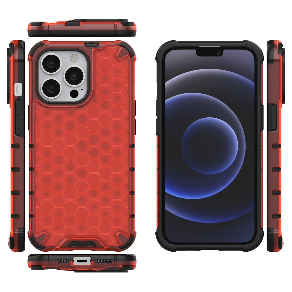 Hurtel Honeycomb dėklas skirtas iPhone 13 Pro, raudonas