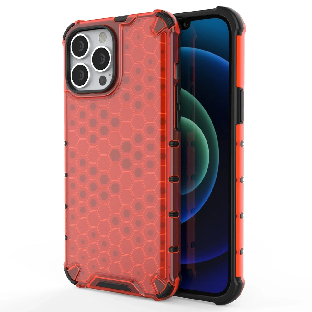 Hurtel Honeycomb dėklas skirtas iPhone 13 Pro Max, raudonas