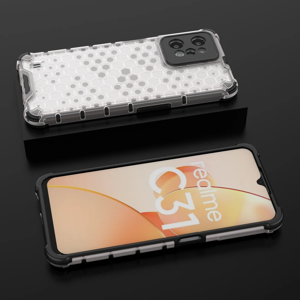 Hurtel Honeycomb dėklas skirtas Realme C31, skaidrus