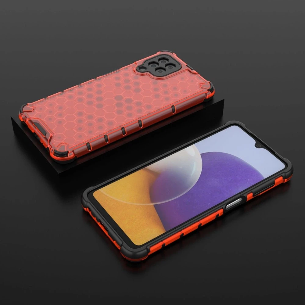 Hurtel Honeycomb dėklas skirtas Samsung Galaxy A22 4G, raudonas