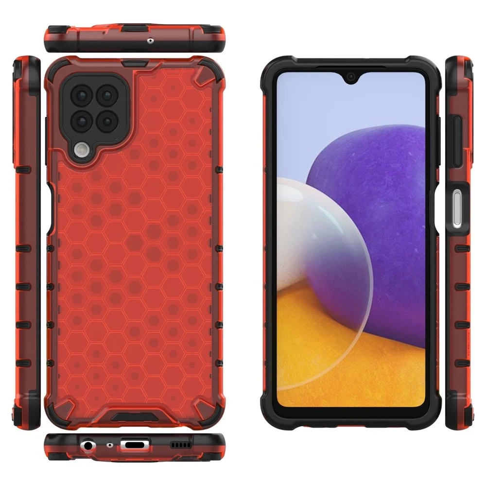 Hurtel Honeycomb dėklas skirtas Samsung Galaxy A22 4G, raudonas