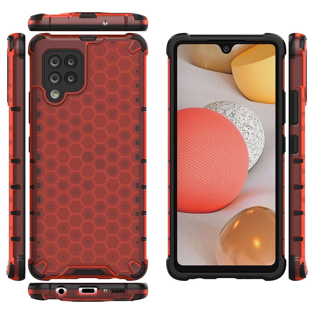 Hurtel Honeycomb dėklas skirtas Samsung Galaxy A42 5G, raudonas