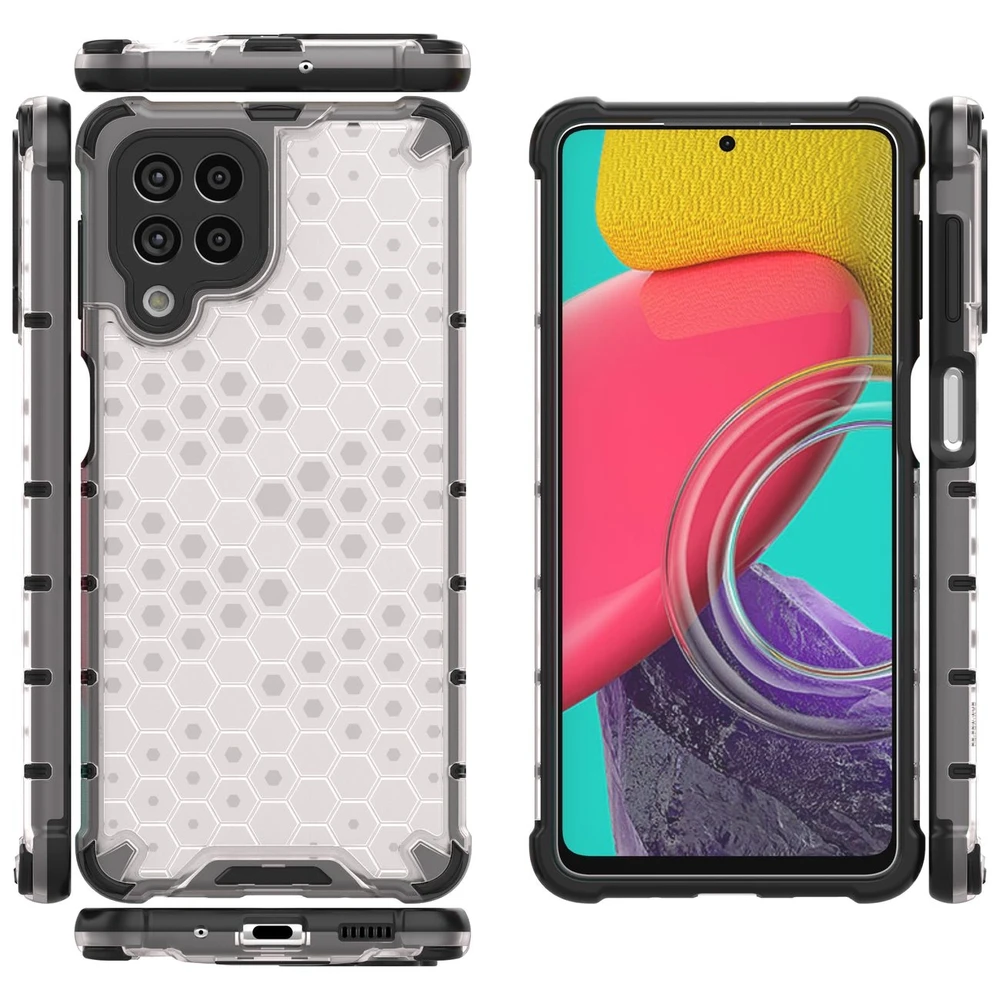 Hurtel Honeycomb dėklas skirtas Samsung Galaxy M53 5G, skaidrus
