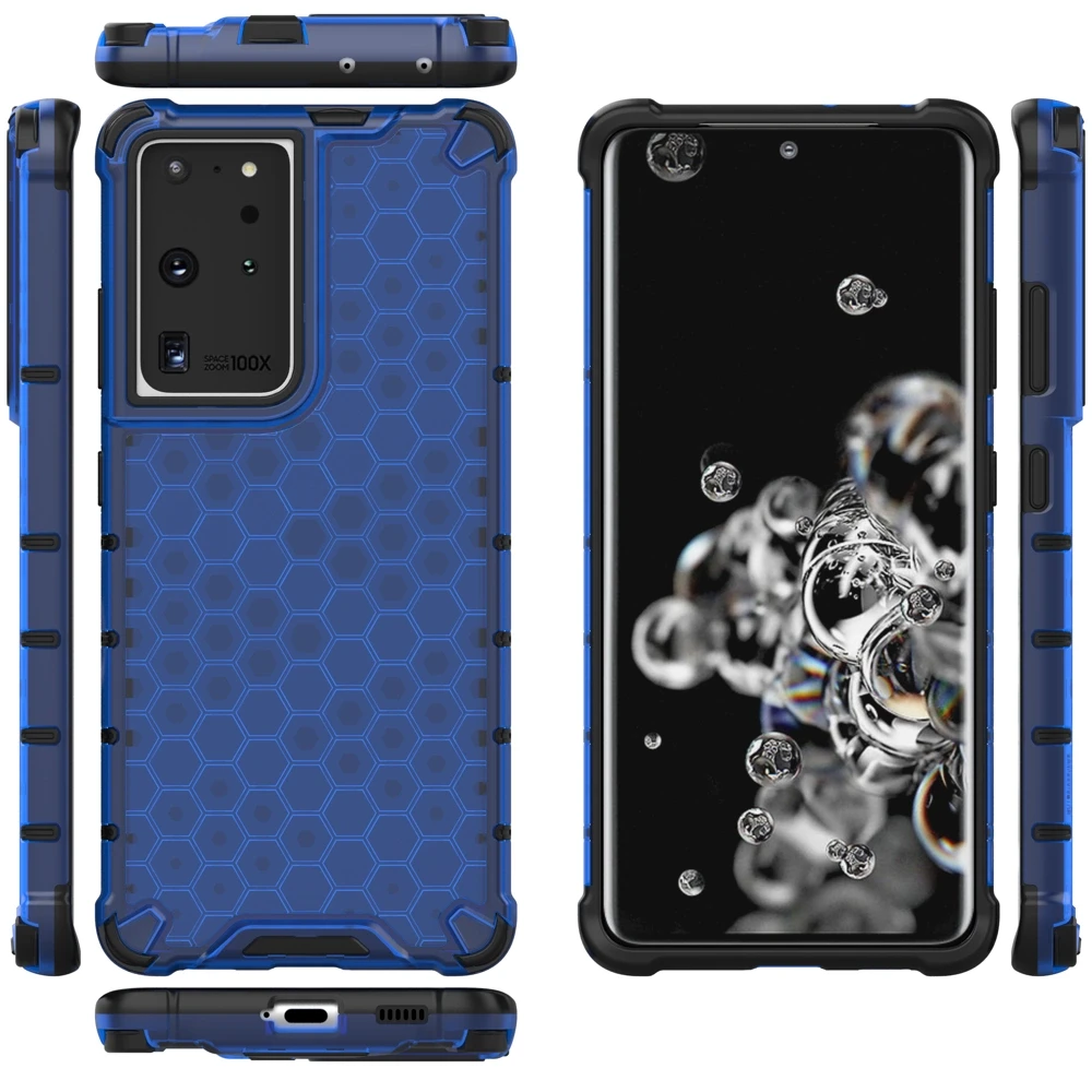 Hurtel Honeycomb dėklas skirtas Samsung Galaxy S22 Ultra, mėlynas