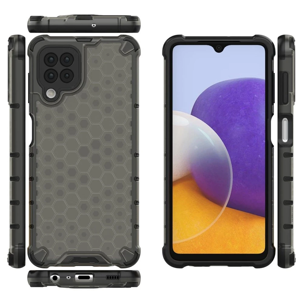 Hurtel Honeycomb dėklas skirtas Samsung Galaxy A22 4G, juodas
