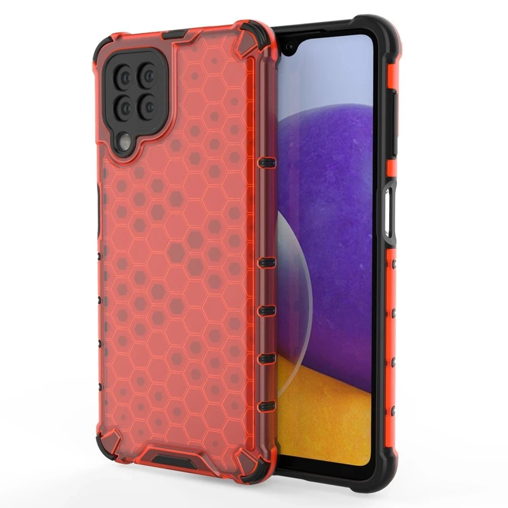Hurtel Honeycomb dėklas skirtas Samsung Galaxy A22 4G, raudonas