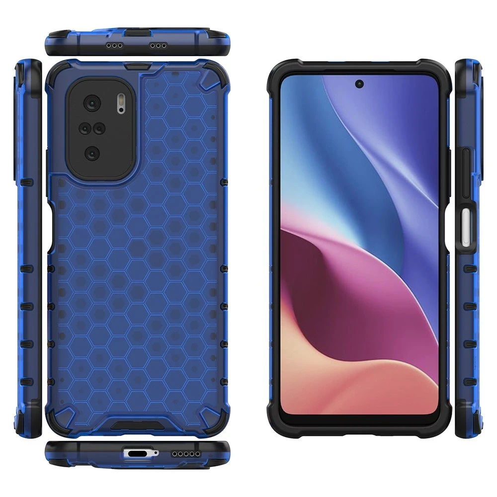 Hurtel Honeycomb dėklas skirtas Xiaomi Redmi K40 Pro+ / K40 Pro / K40 / Poco F3, mėlynas
