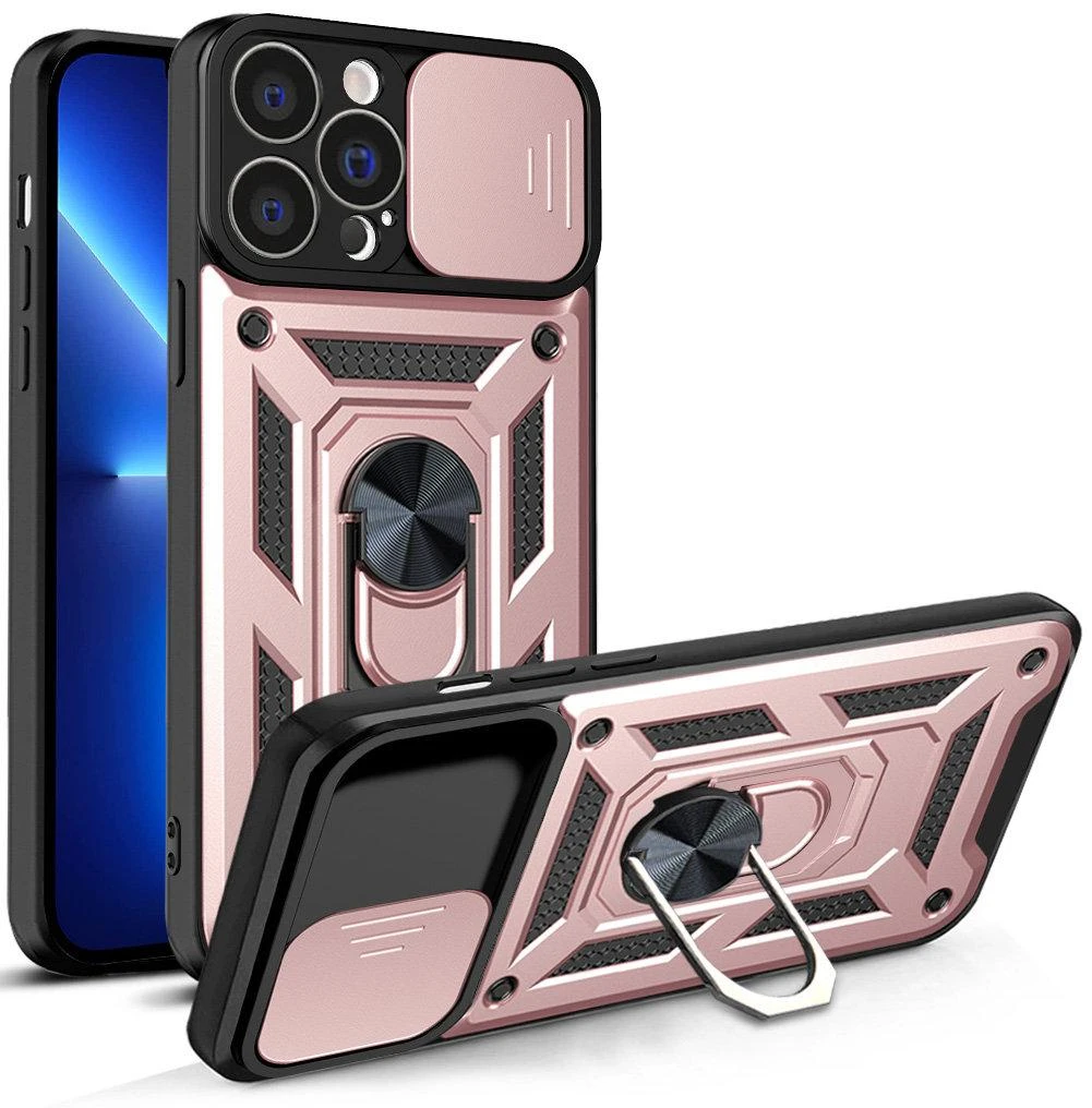 Hurtel Hybrid Armor Camshield dėklas skirtas iPhone 13 Pro, rožinis