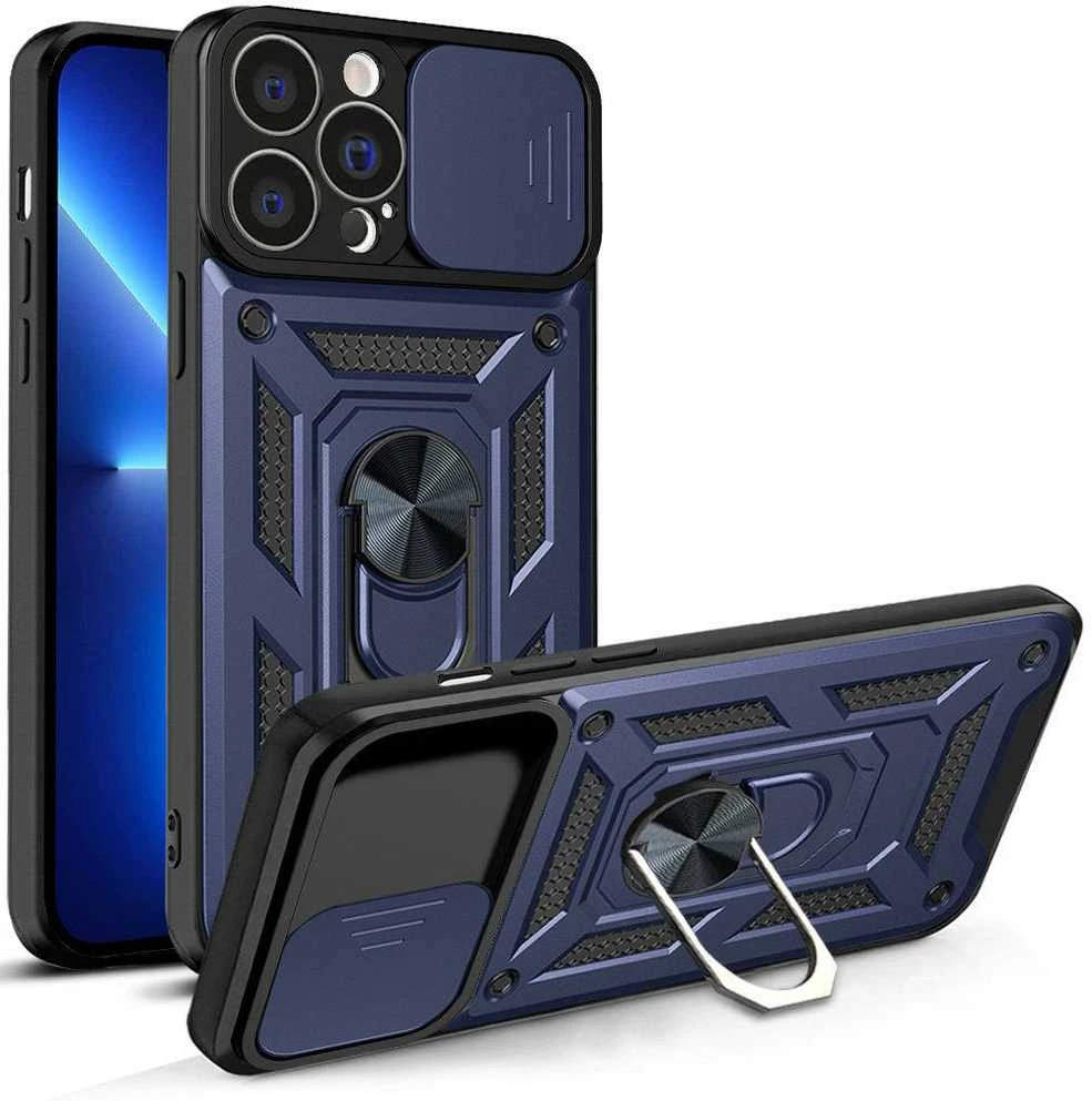 Hurtel Hybrid Armor Camshield dėklas skirtas iPhone 13 Pro Max, mėlynas