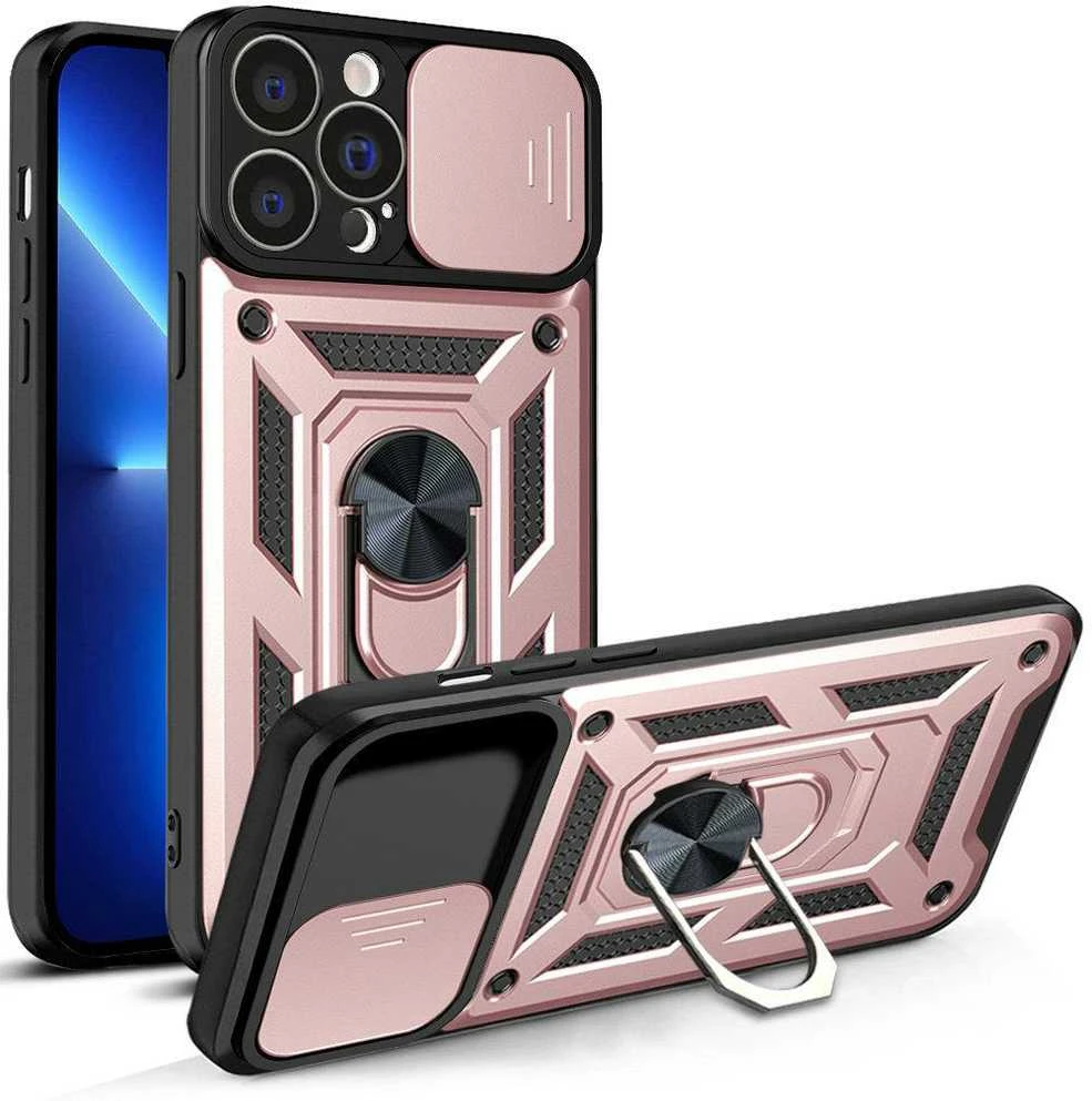 Hurtel Hybrid Armor Camshield dėklas skirtas iPhone 13 Pro Max, rožinis