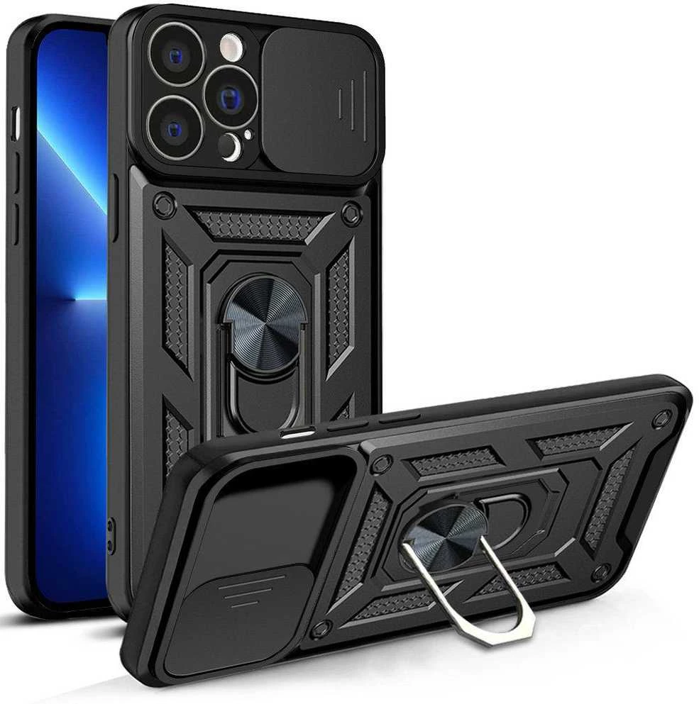 Hurtel Hybrid Armor Camshield dėklas skirtas iPhone 13 Pro, juodas