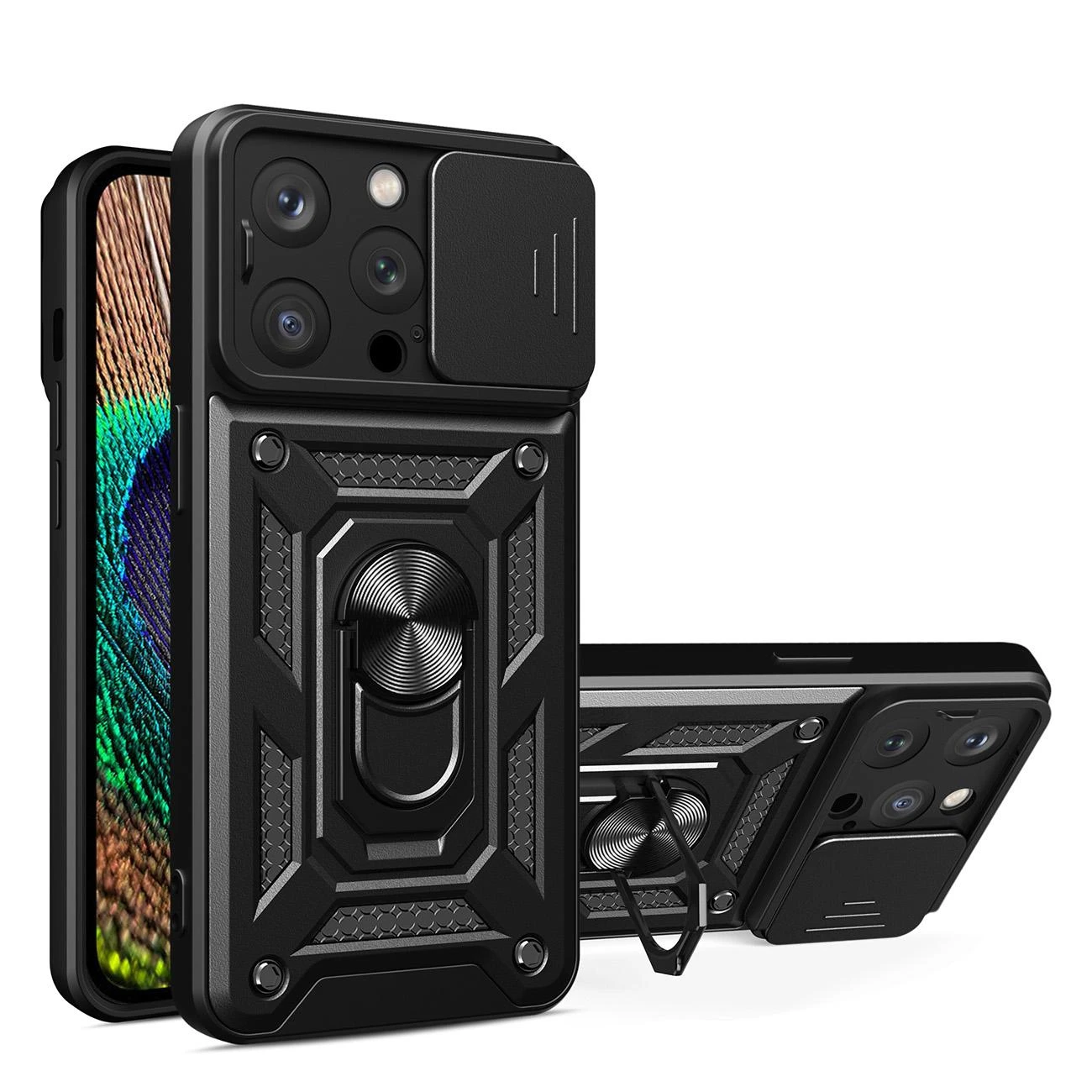 Hurtel Hybrid Armor Camshield dėklas skirtas iPhone 14 Pro Max, juodas