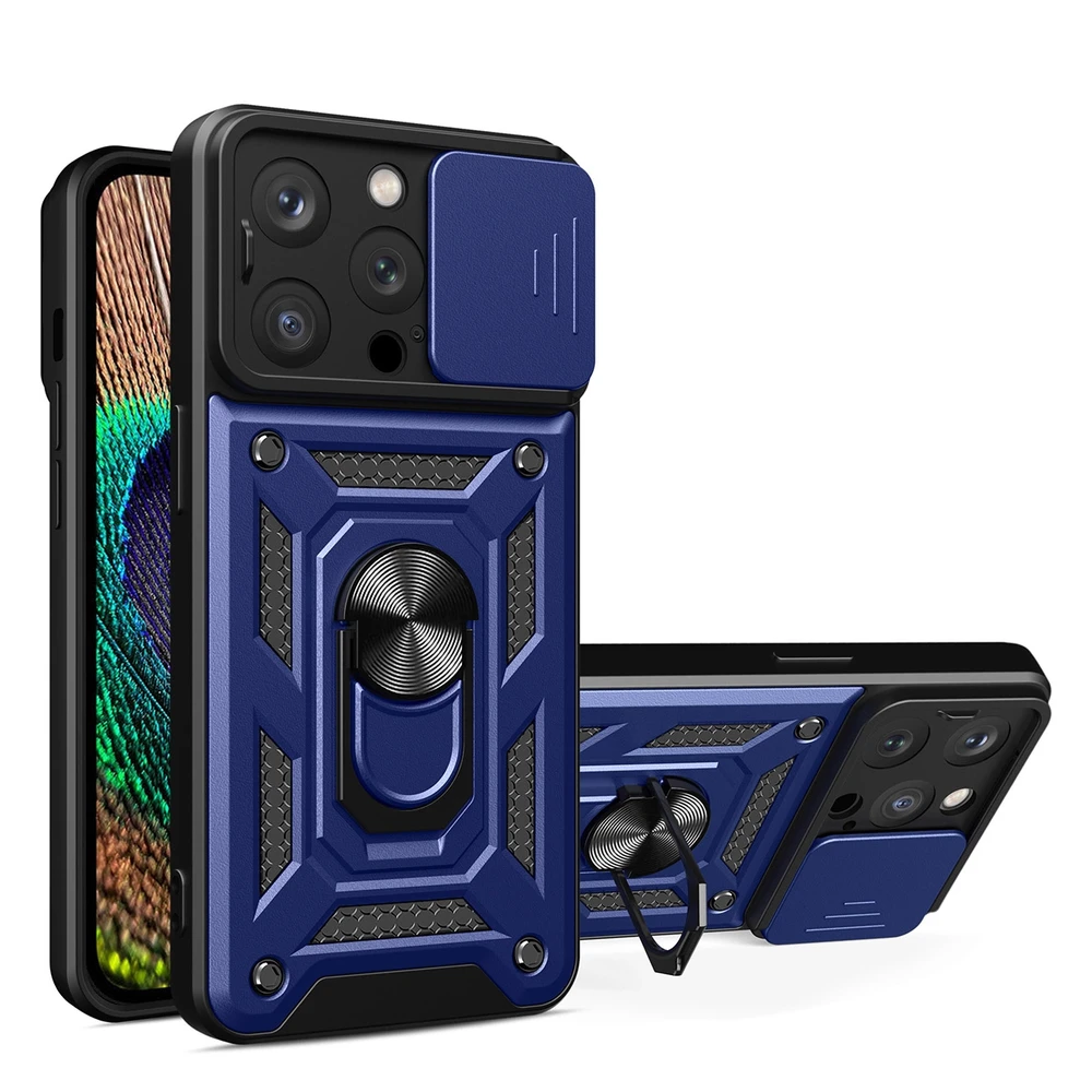 Hurtel Hybrid Armor Camshield dėklas skirtas iPhone 14 Pro Max, mėlynas