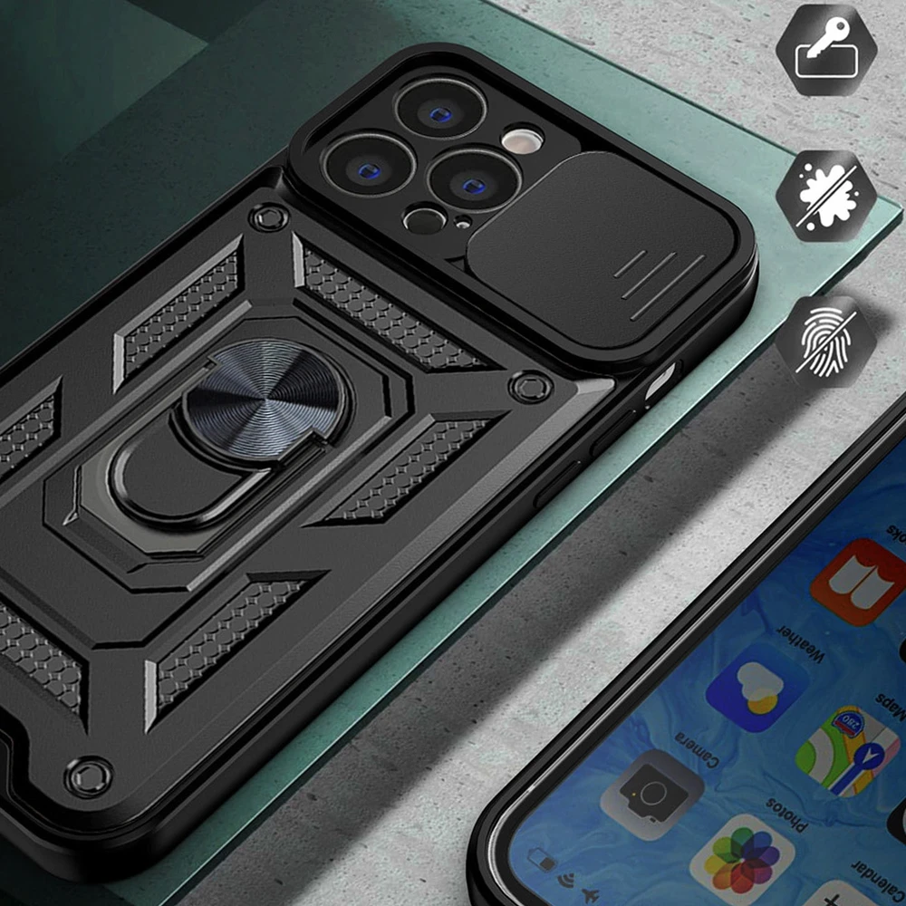 Hurtel Hybrid Armor Camshield dėklas skirtas Vivo Y16 / Vivo Y02s, juodas