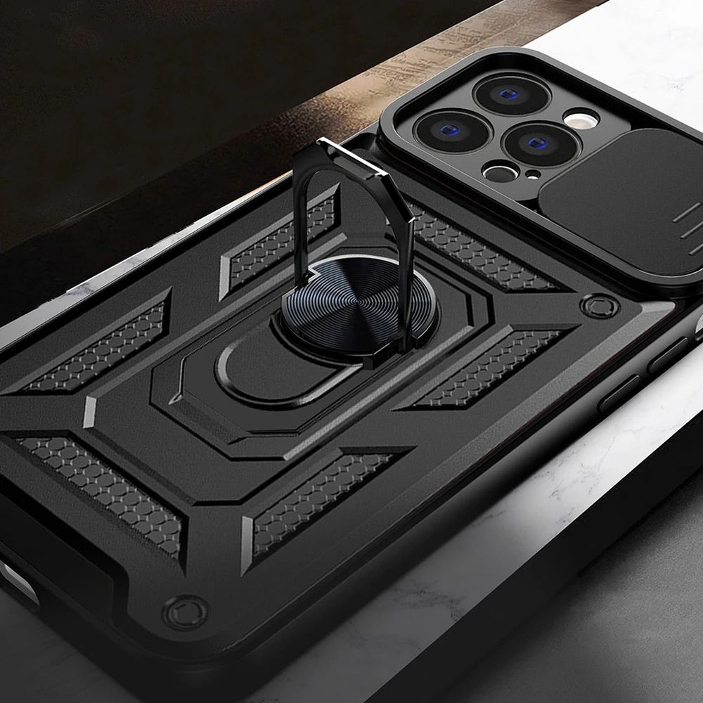 Hurtel Hybrid Armor Camshield dėklas skirtas Realme 10 Pro+, juodas