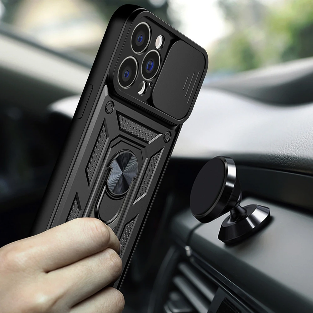 Hurtel Hybrid Armor Camshield dėklas skirtas iPhone 13 Pro Max, mėlynas