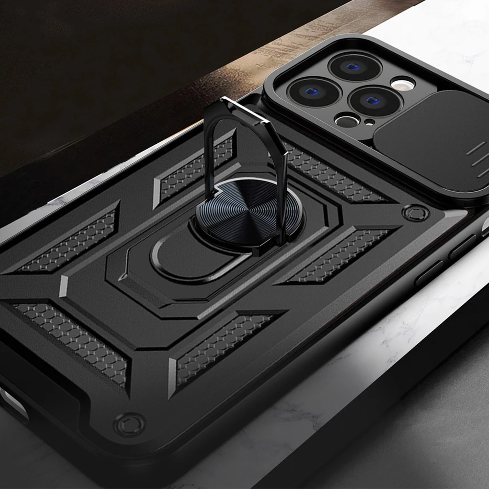 Hurtel Hybrid Armor Camshield dėklas skirtas iPhone 13 Pro, juodas